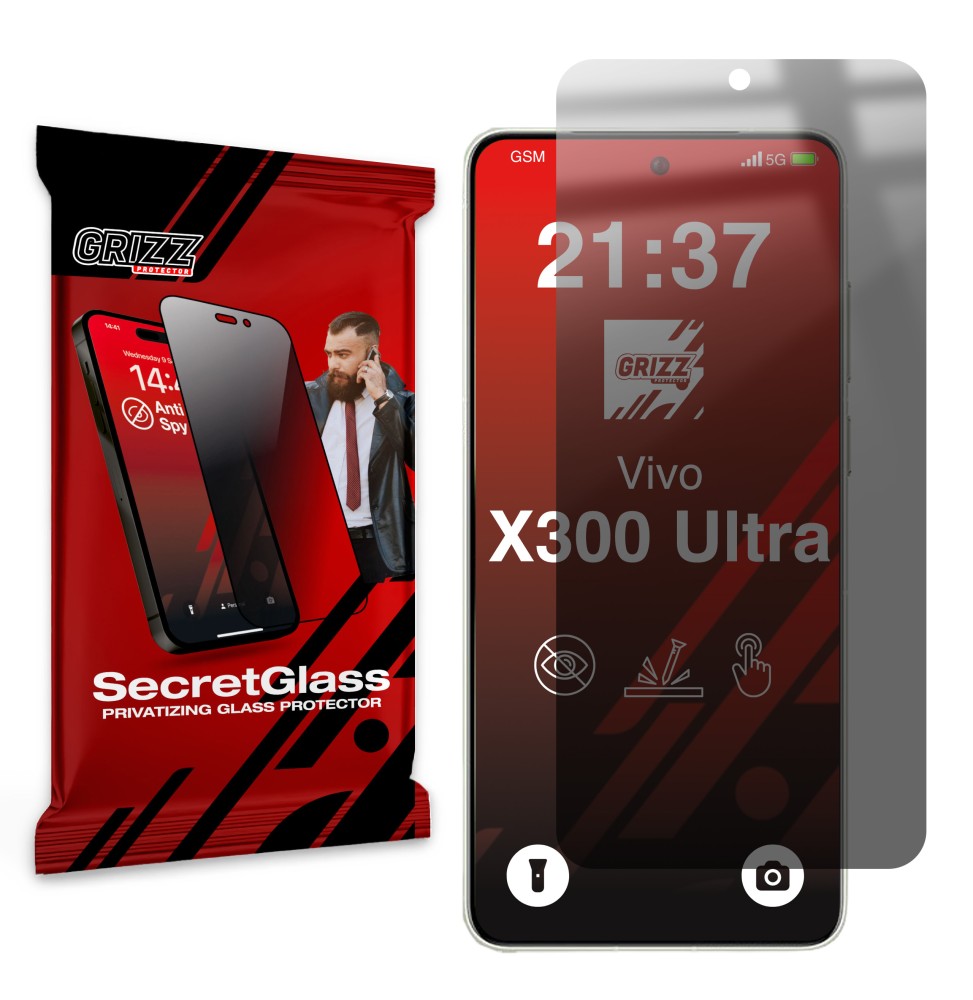 Sekretne szkło hybrydowe do Vivo X300 Ultra prywatyzujące Grizz SecretGlass