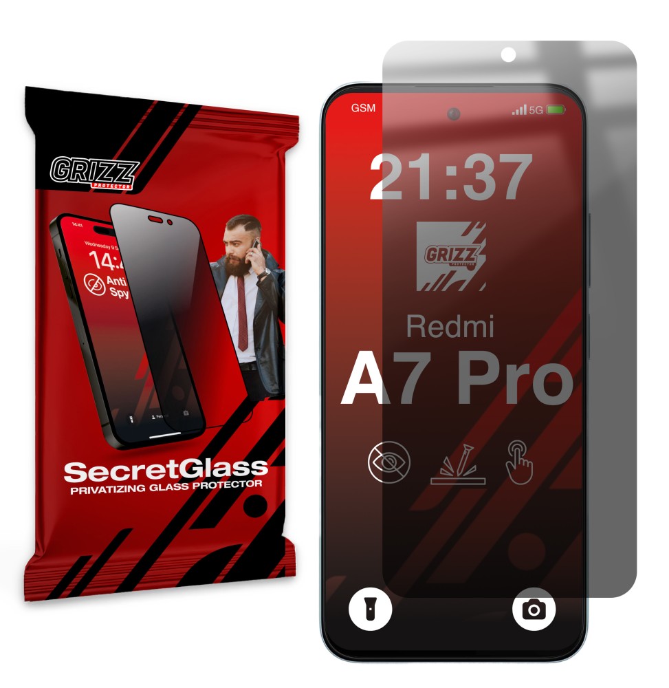 Sekretne szkło hybrydowe do Xiaomi Redmi A7 Pro prywatyzujące Grizz SecretGlass