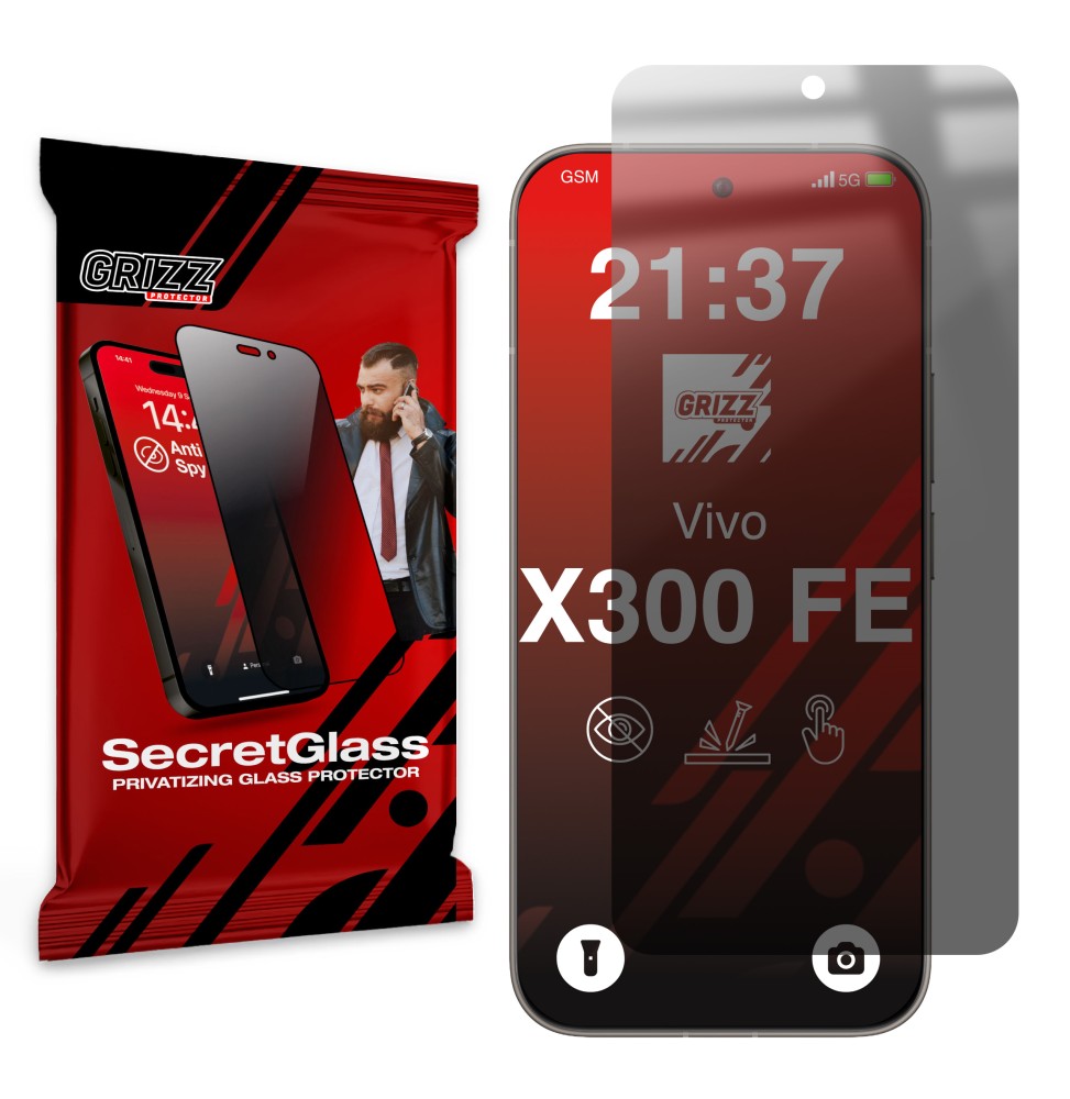 Sekretne szkło hybrydowe do Vivo X300 FE prywatyzujące Grizz SecretGlass