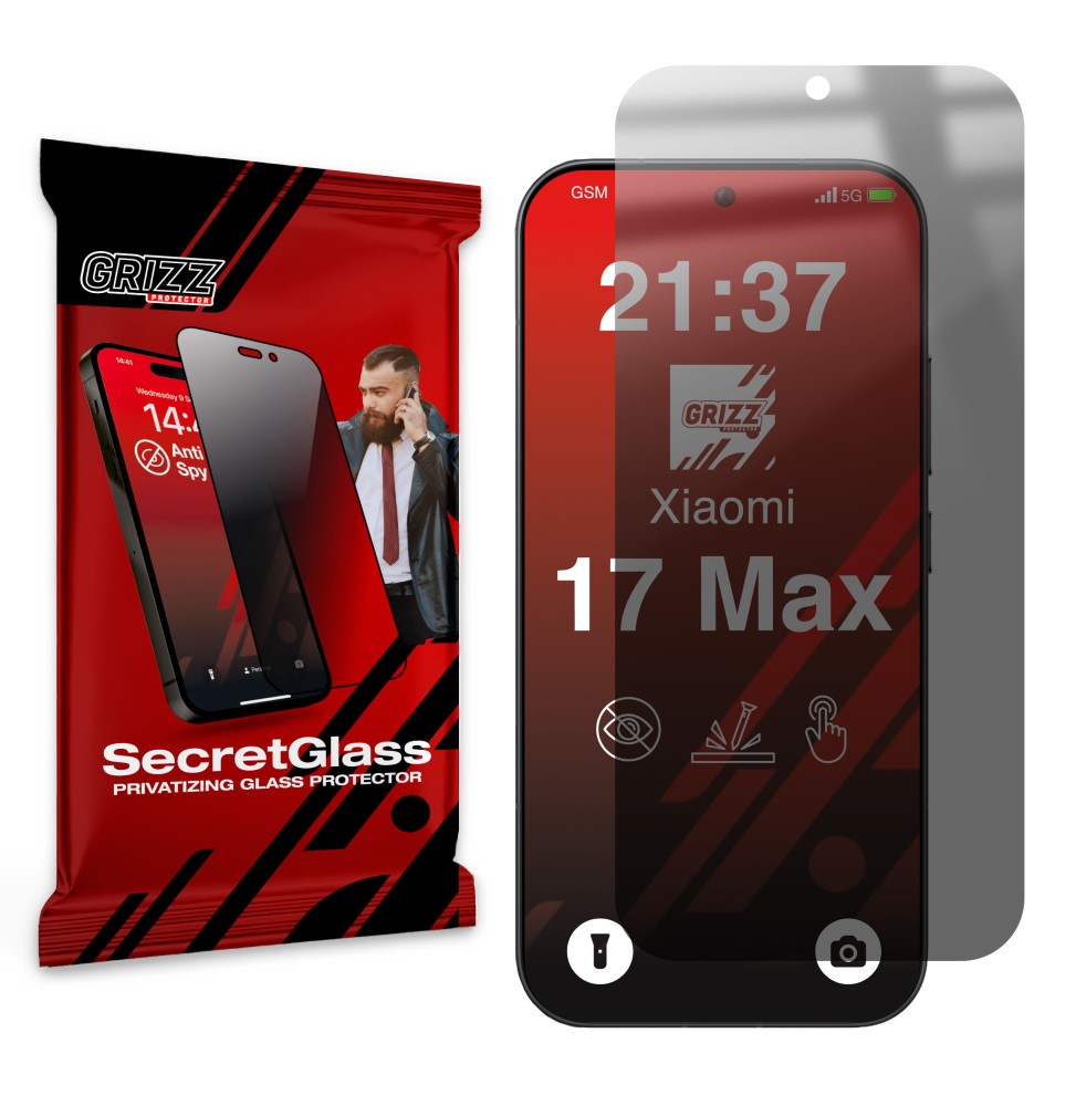 Sekretne szkło hybrydowe do Xiaomi 17 Max prywatyzujące Grizz SecretGlass