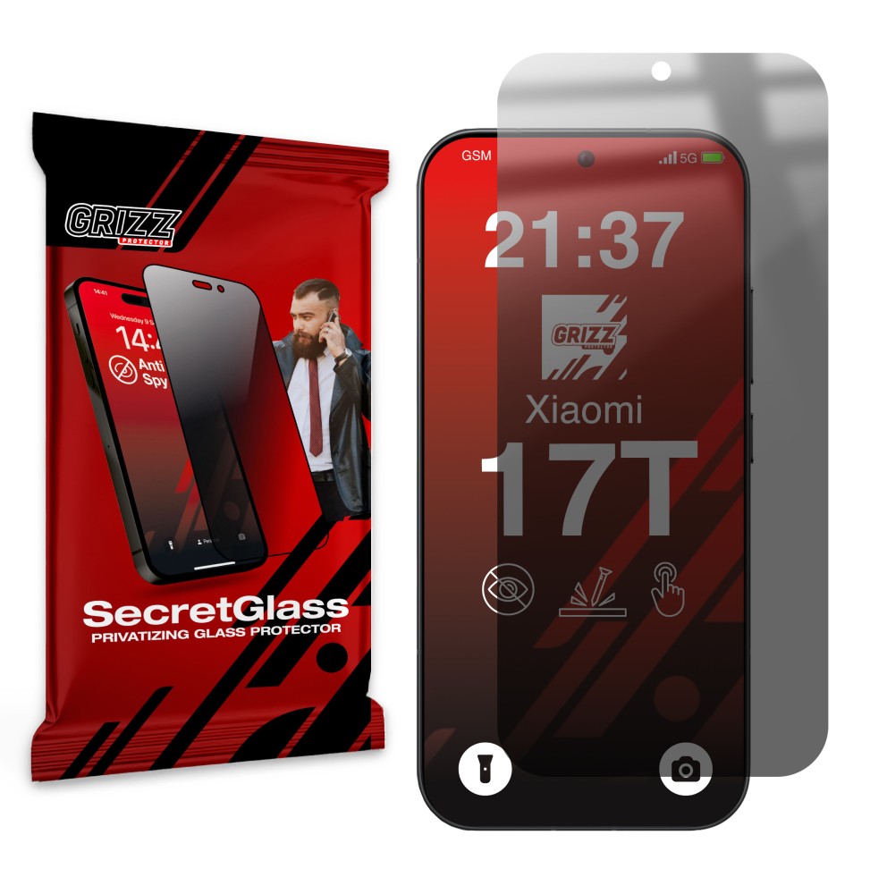 Sekretne szkło hybrydowe do Xiaomi 17T prywatyzujące Grizz SecretGlass