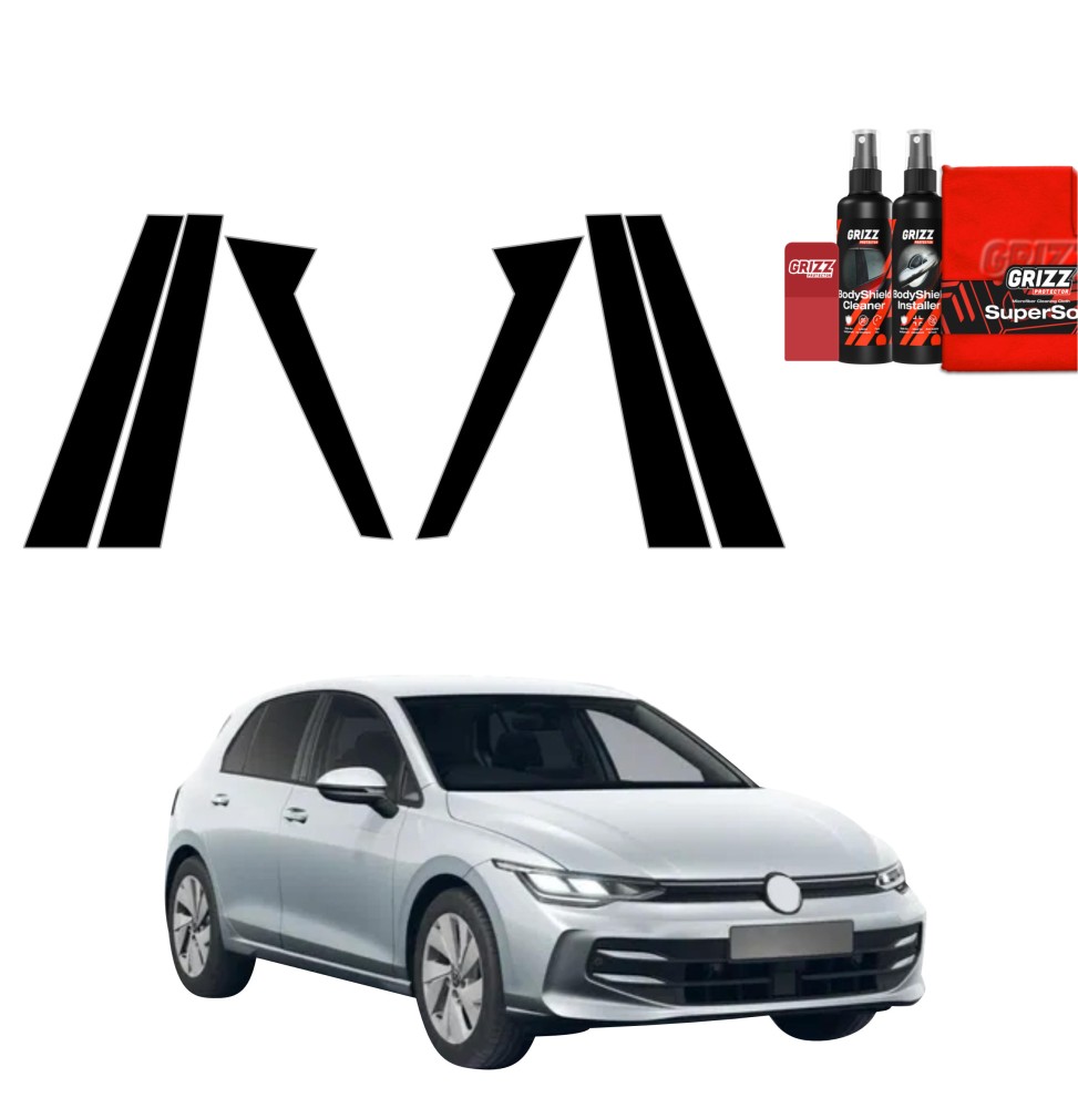 6w1 Czarna folia na słupki do Volkswagen Golf 8 Variant (2024-2026)