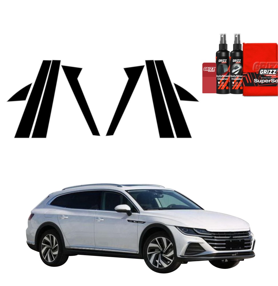 8w1 Czarna folia na słupki do Volkswagen Arteon Shooting Brake (2019-2025)