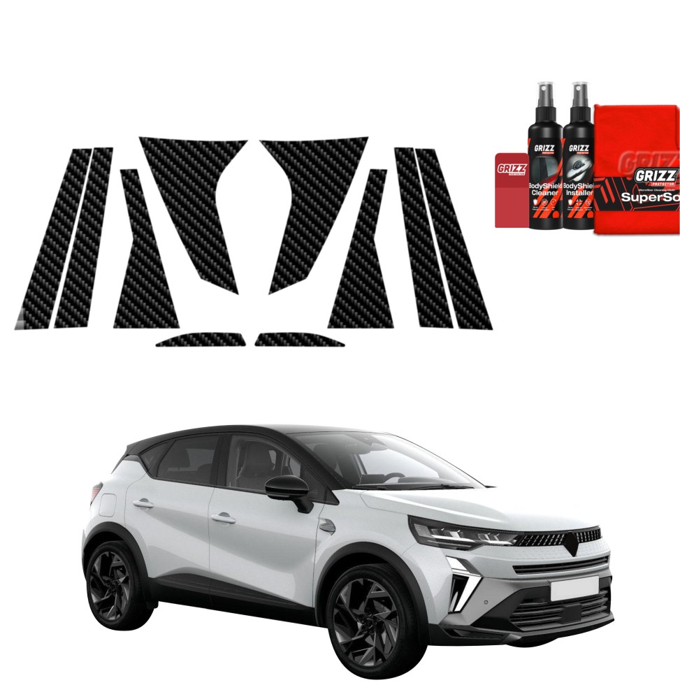 10w1 Folia karbonowa na słupki do Renault Captur (2024-2026)