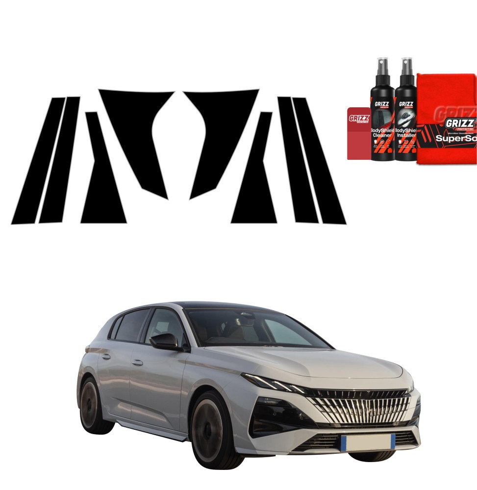 8w1 Czarna folia na słupki do Peugeot 308 GT Hatchback (2026)