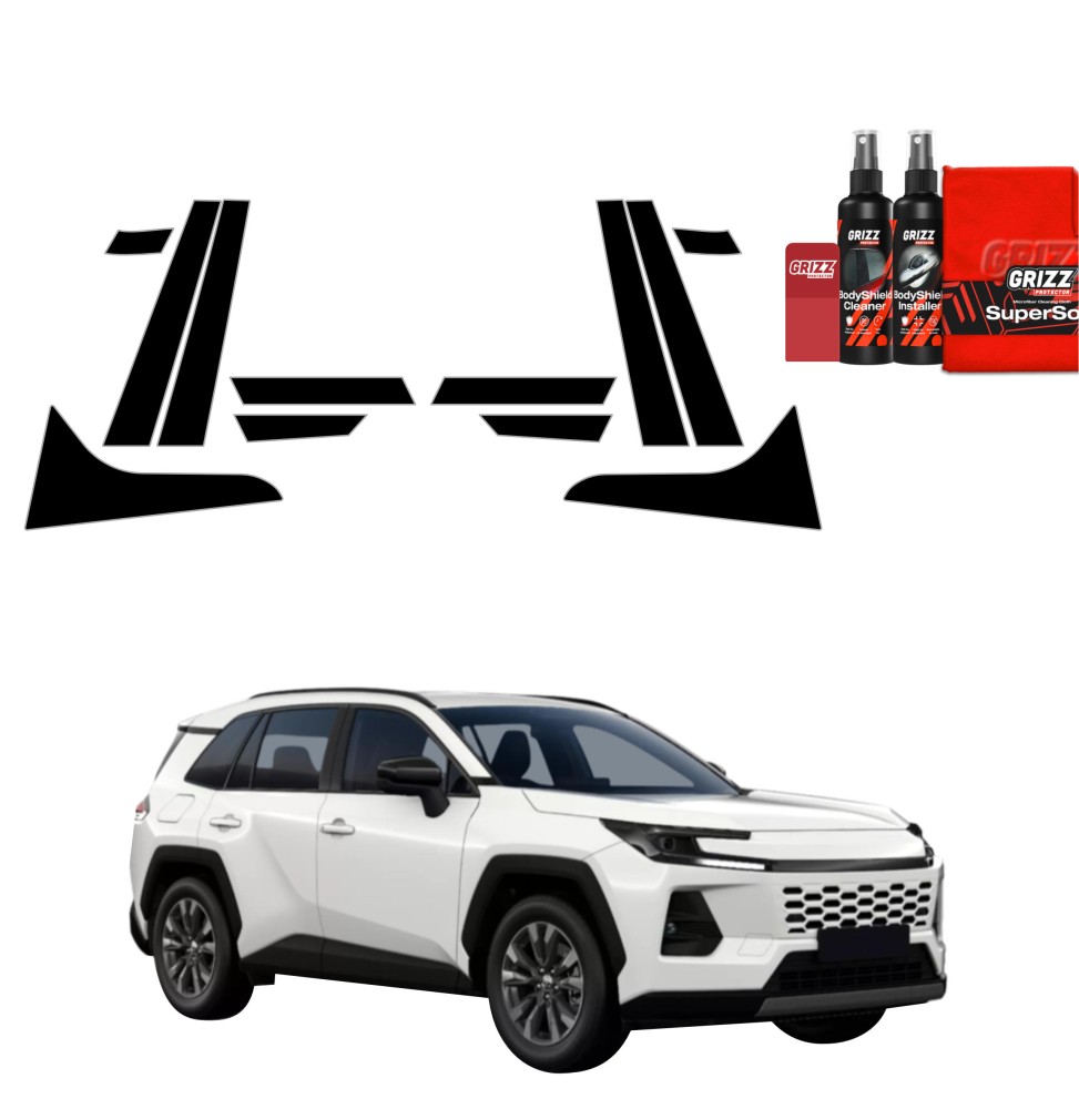 12w1 Czarna folia na słupki do Toyota RAV4 (2026)