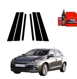 6w1 Czarna folia na słupki do Renault Megane 3...