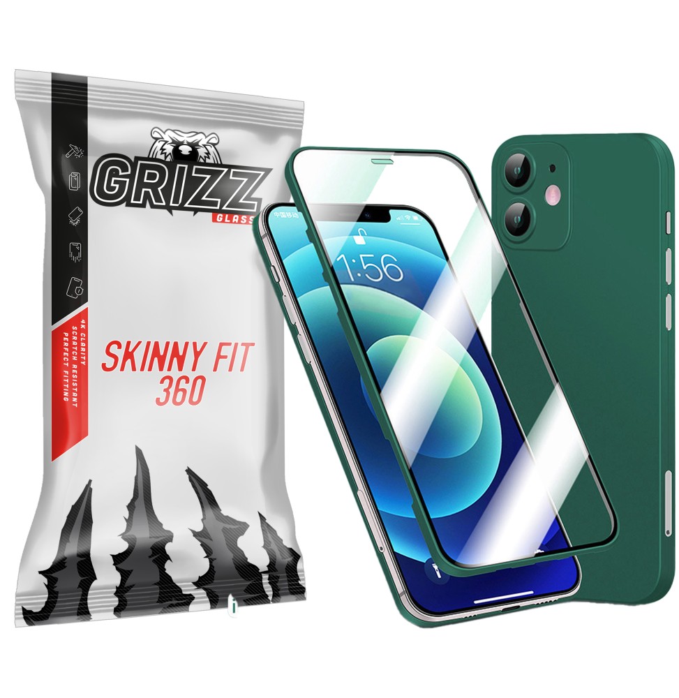 GrizzGlass SkinnyFit360 do Apple iPhone 12 Mini Ciemnozielone