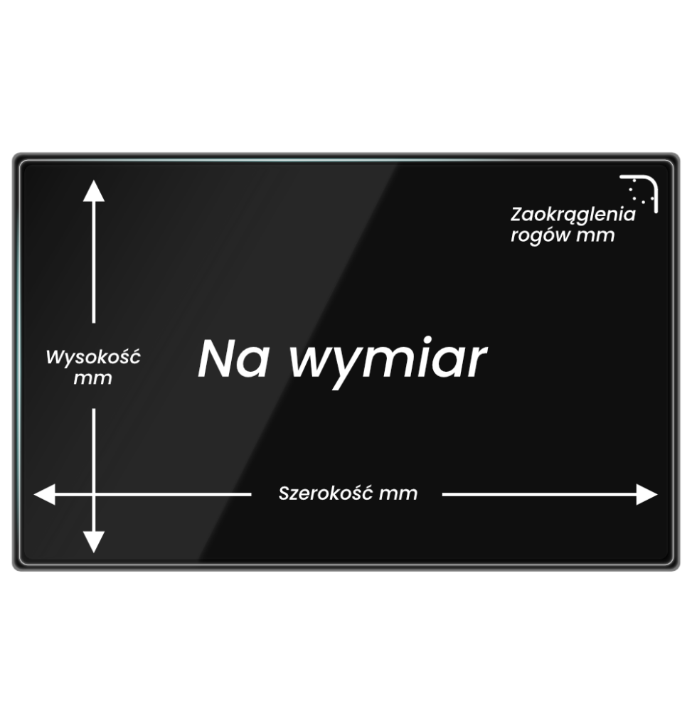 Szkło hybrydowe na wymiar, przekątna ekranu do 14"