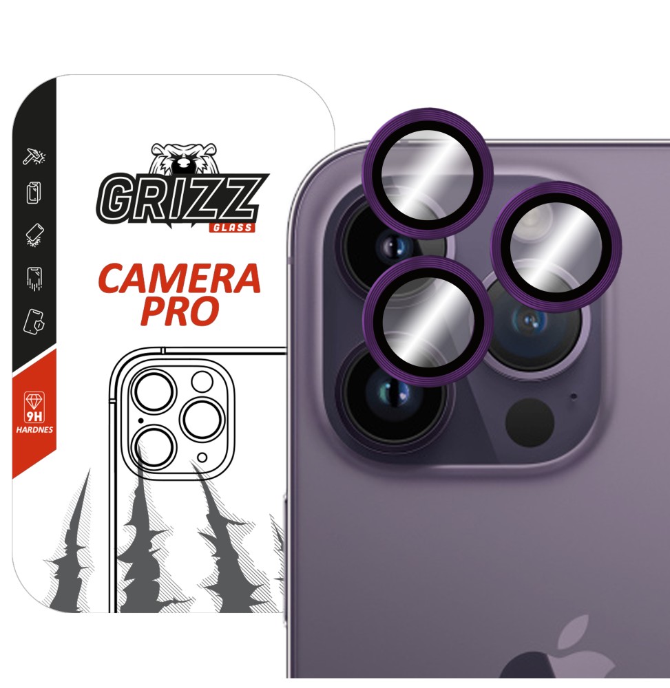 Szkło na aparat z ramką Grizz do Apple iPhone 14 Pro Max Deep Purple