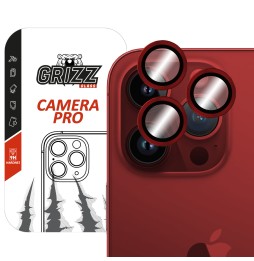 Szkło na aparat z ramką Grizz do Apple iPhone 15 Pro Max Red