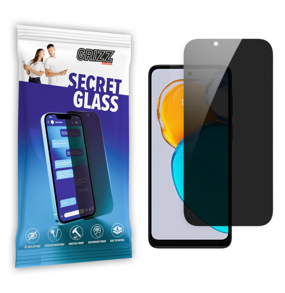 Sekretne szkło hybrydowe do Motorola Moto E22s prywatyzujące Grizz SecretGlass