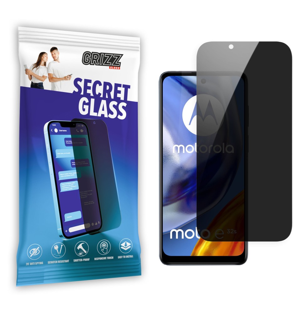 Sekretne szkło hybrydowe do Motorola Moto E32s prywatyzujące Grizz SecretGlass