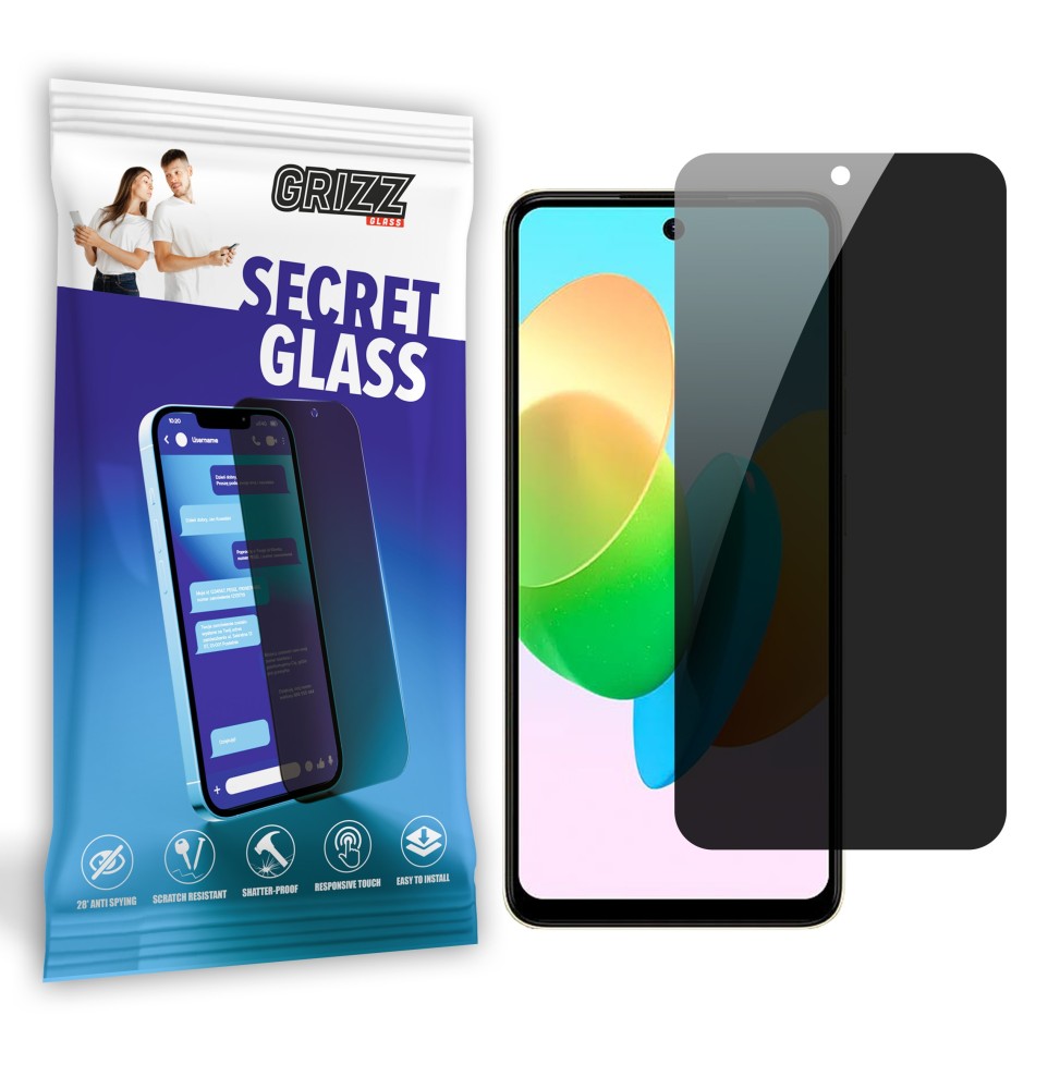 Sekretne szkło hybrydowe do Tecno Spark 20P prywatyzujące Grizz SecretGlass