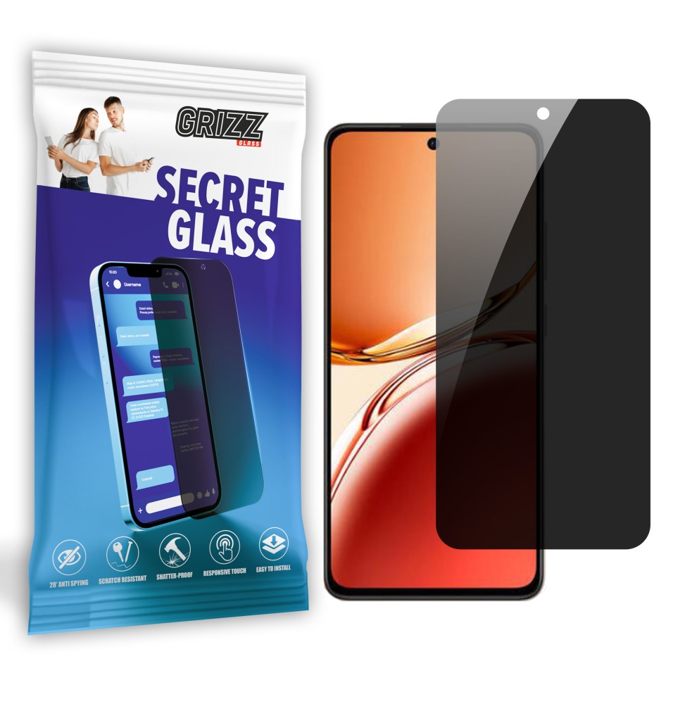 Sekretne szkło hybrydowe do Oppo Reno 12 F prywatyzujące Grizz SecretGlass