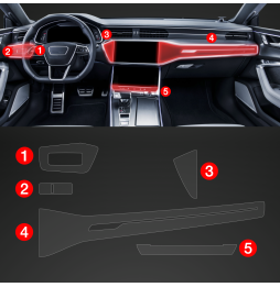 5w1 Grizz folia ochronna do wnętrza Audi A6/S6/RS6 C8 (2018-2024) Matowa PianoSkin