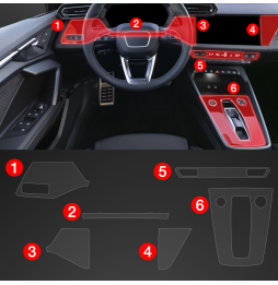 6w1 Grizz folia ochronna do wnętrza Audi S3 8Y (2020-2024) Matowa PianoSkin