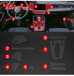 9w1 Grizz folia ochronna do wnętrza Audi A3 8Y Facelift (2024) Błyszcząca PianoSkin