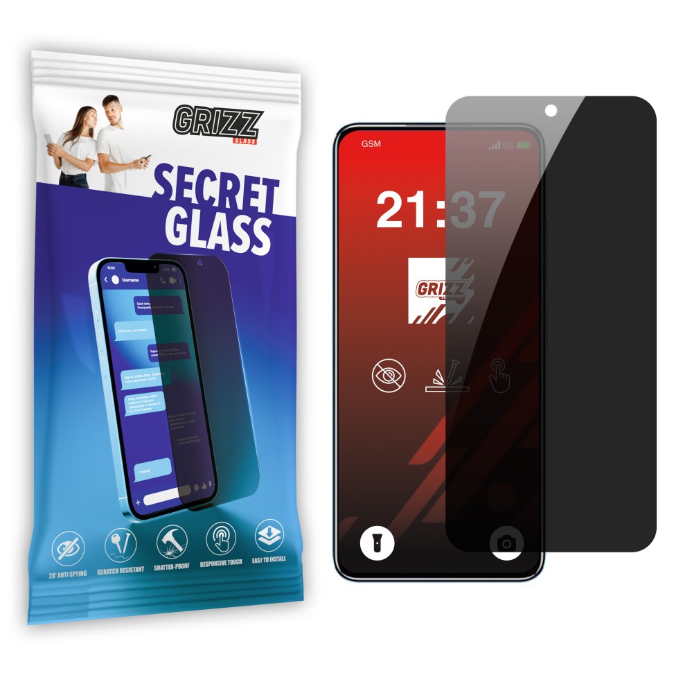 Sekretne szkło hybrydowe do Oukitel C58 Pro prywatyzujące Grizz SecretGlass