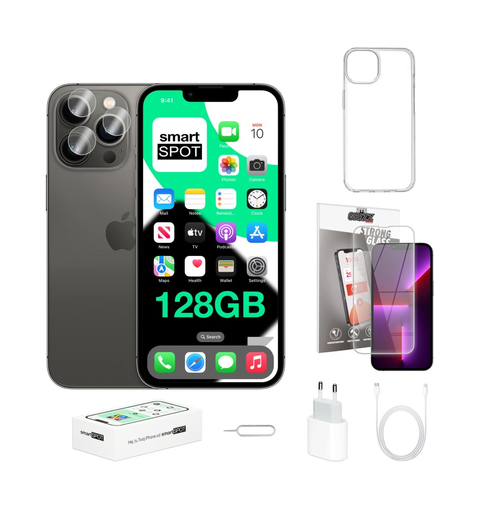iPhone 13 Pro 128GB 100% kondycji baterii ZESTAW 7w1