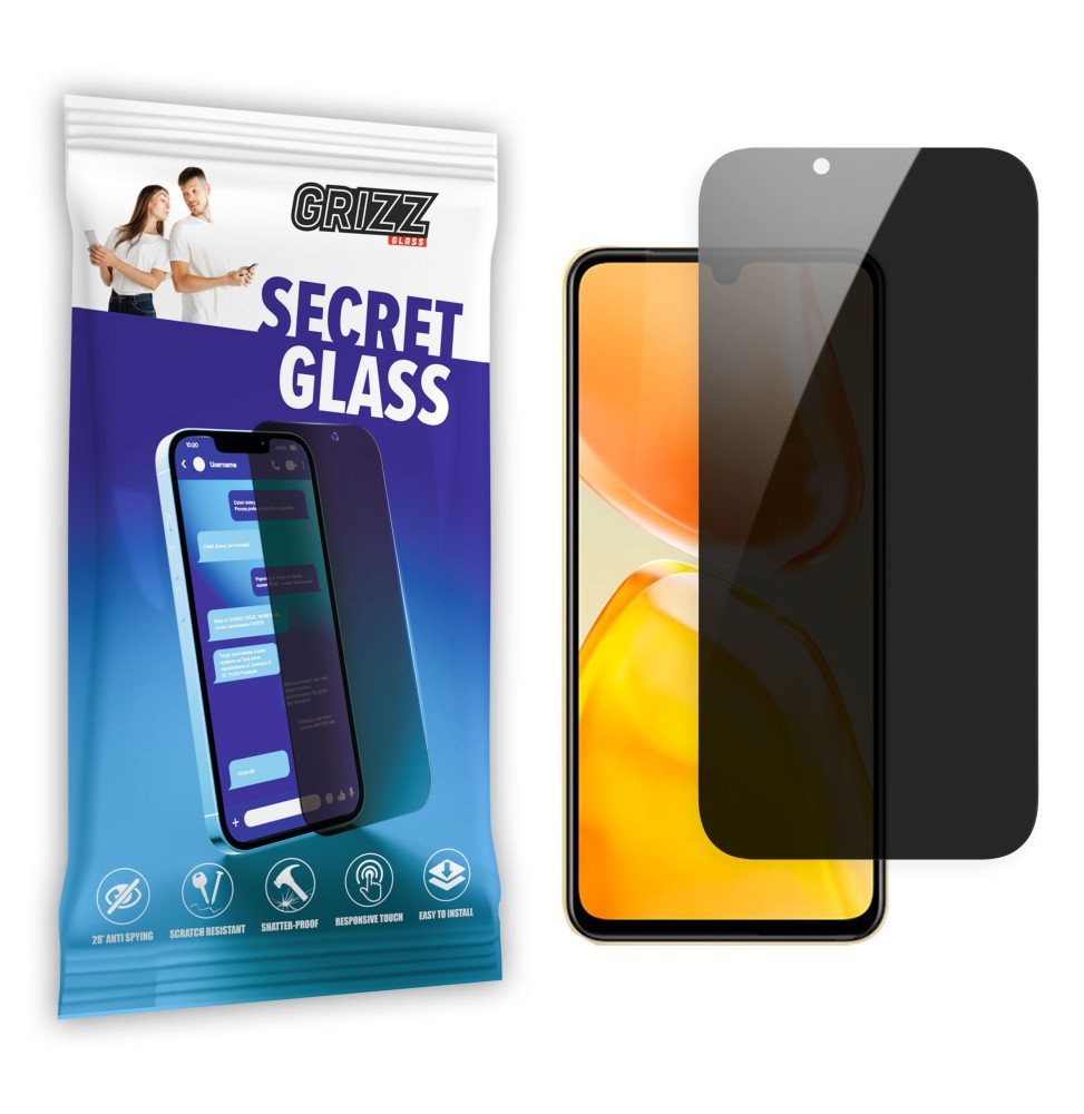 Sekretne szkło hybrydowe do Vivo X80 Lite prywatyzujące Grizz SecretGlass