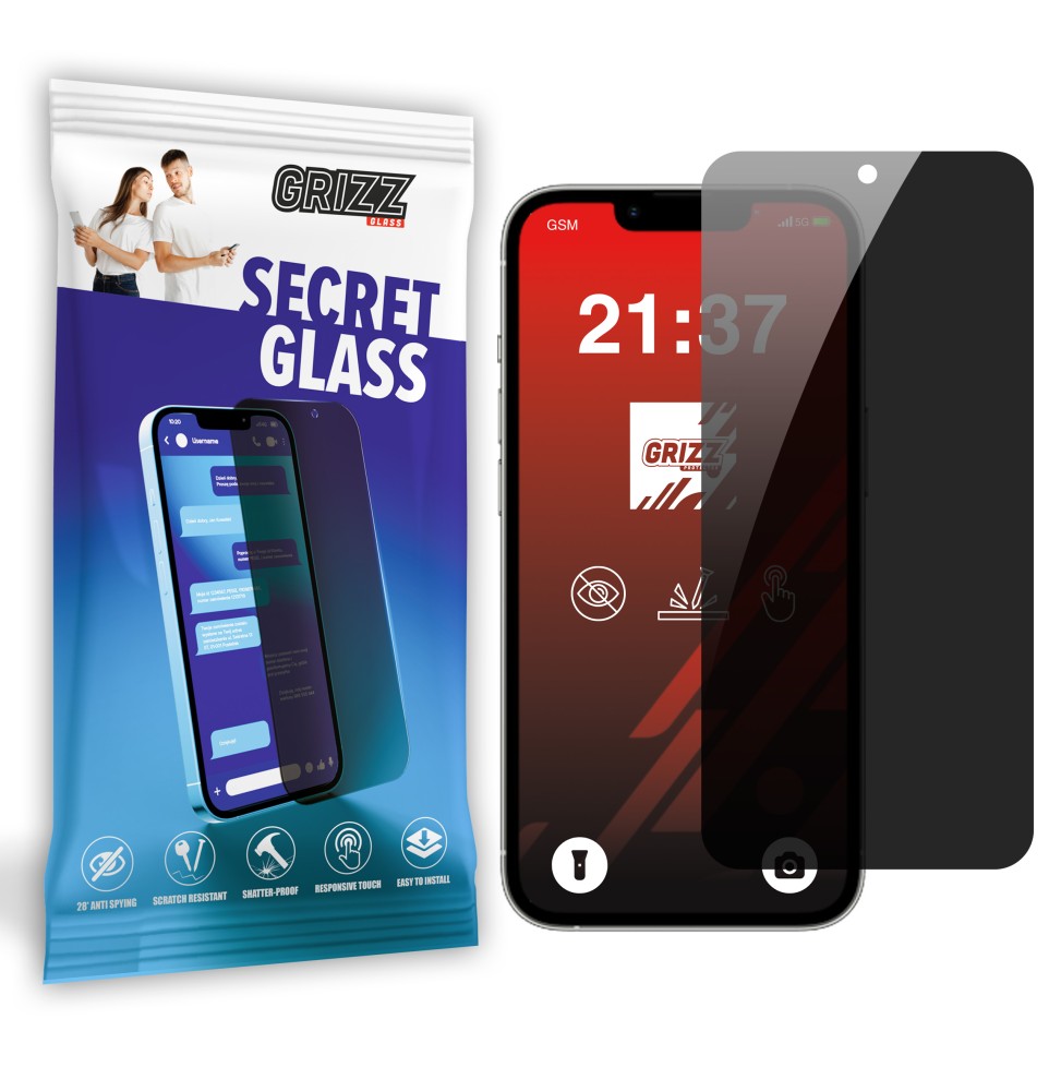 Sekretne szkło hybrydowe do Apple iPhone 14 Pro Max prywatyzujące Grizz SecretGlass