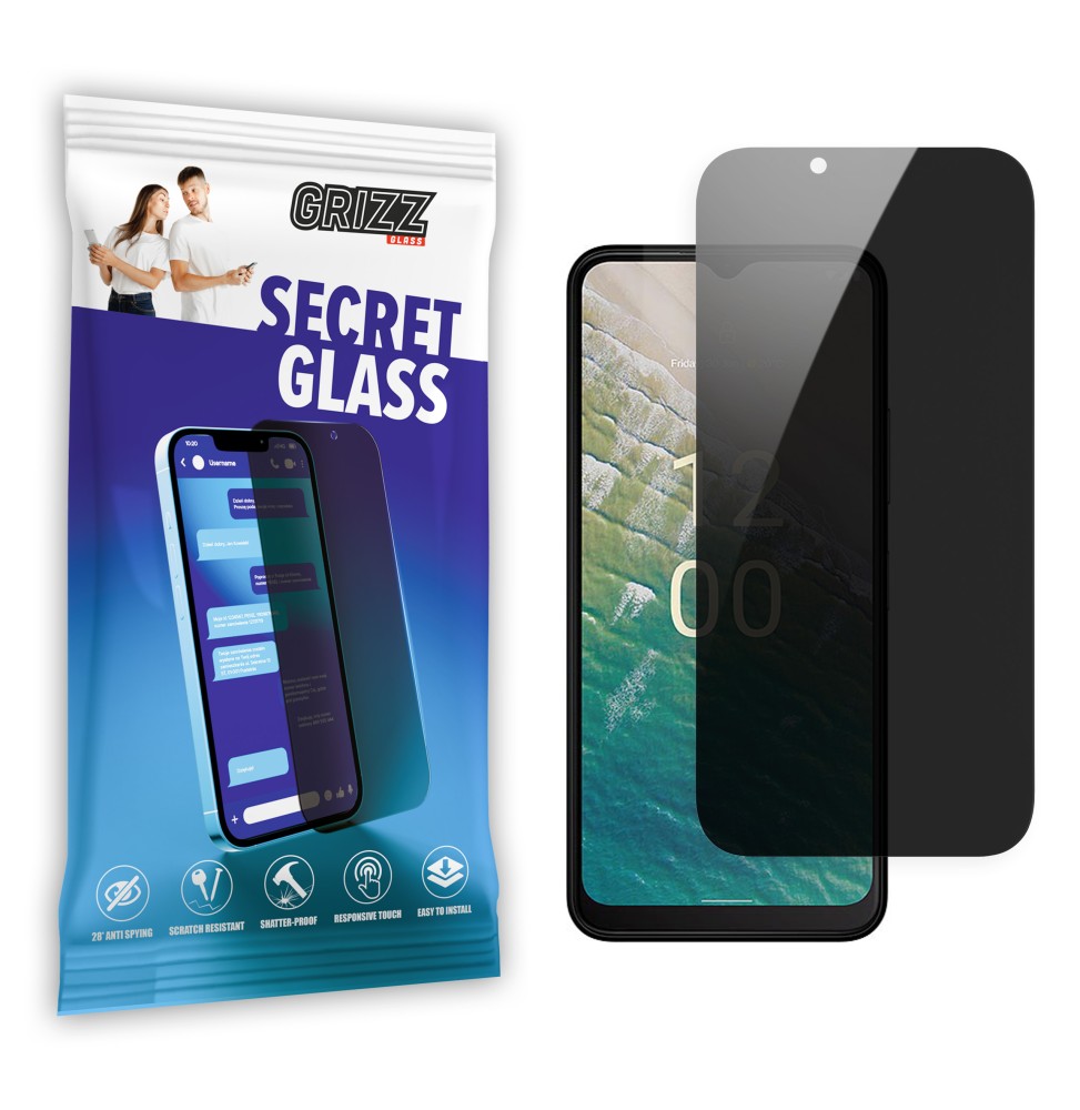 Sekretne szkło hybrydowe do Nokia C32 prywatyzujące Grizz SecretGlass