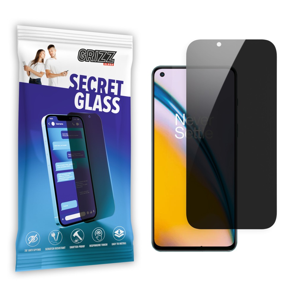 Sekretne szkło hybrydowe do OnePlus Nord CE 2 5G prywatyzujące Grizz SecretGlass