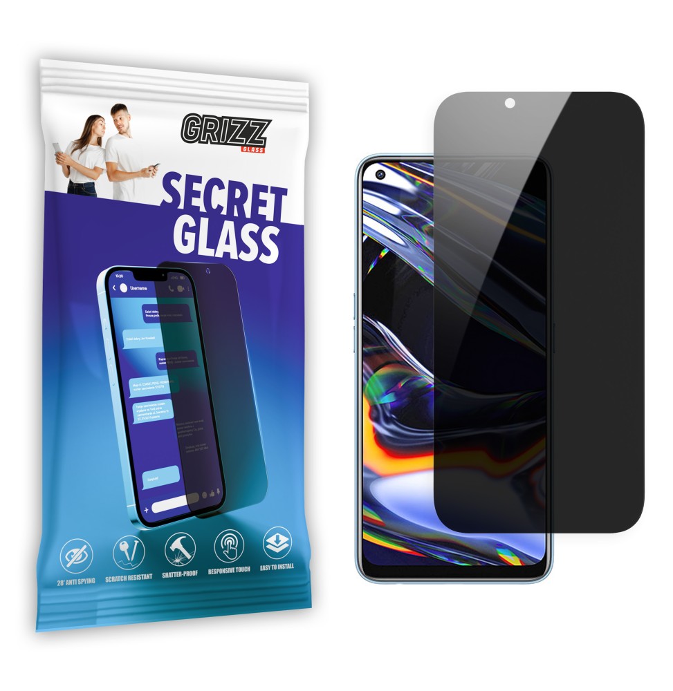 Sekretne szkło hybrydowe do Realme 7 prywatyzujące Grizz SecretGlass