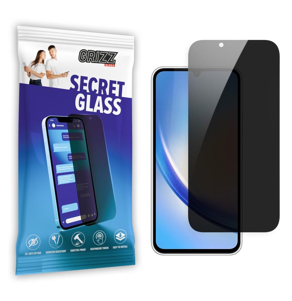 Sekretne szkło hybrydowe do Samsung Galaxy A34 prywatyzujące Grizz SecretGlass