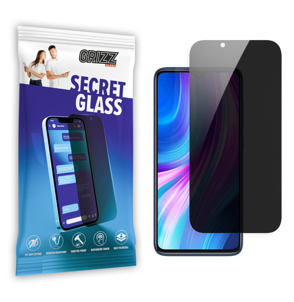 Sekretne szkło hybrydowe do Xiaomi Redmi Note 8 Pro prywatyzujące Grizz SecretGlass