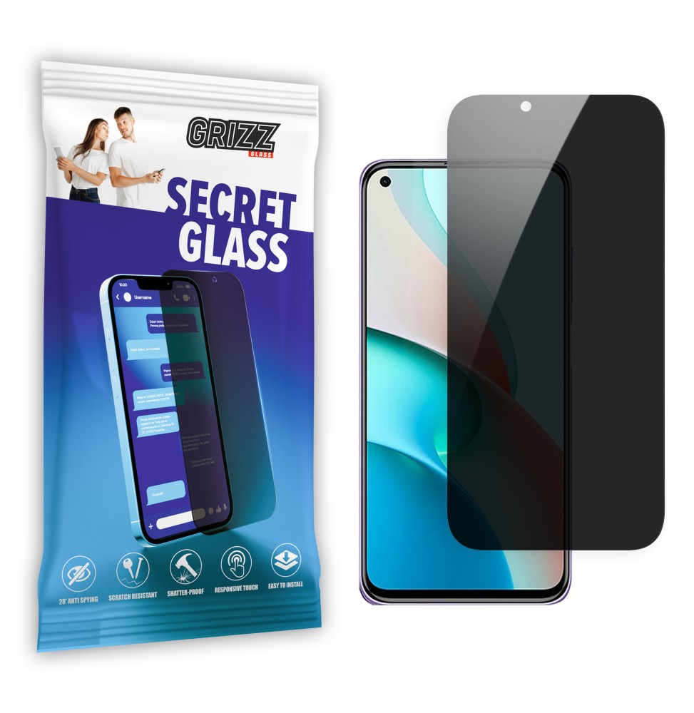 Sekretne szkło hybrydowe do Xiaomi Redmi Note 9 prywatyzujące Grizz SecretGlass