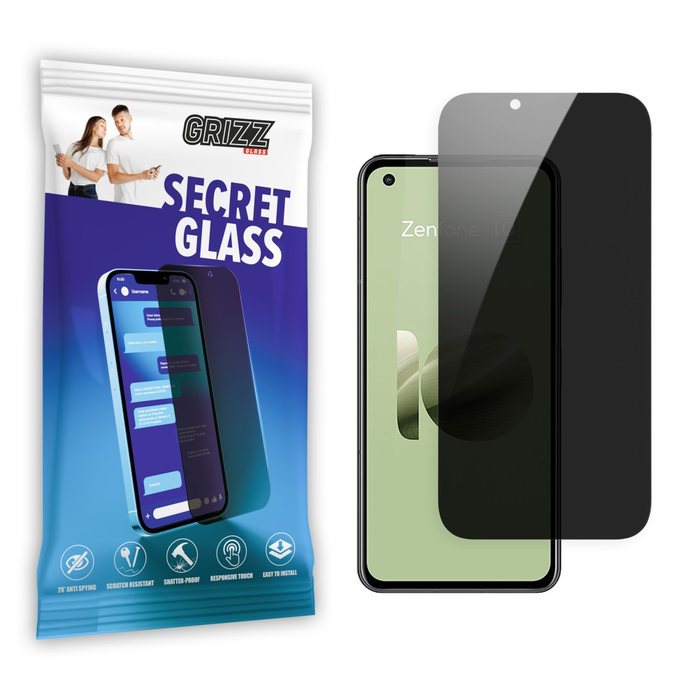 Sekretne szkło hybrydowe do Asus ZenFone 10 prywatyzujące Grizz SecretGlass