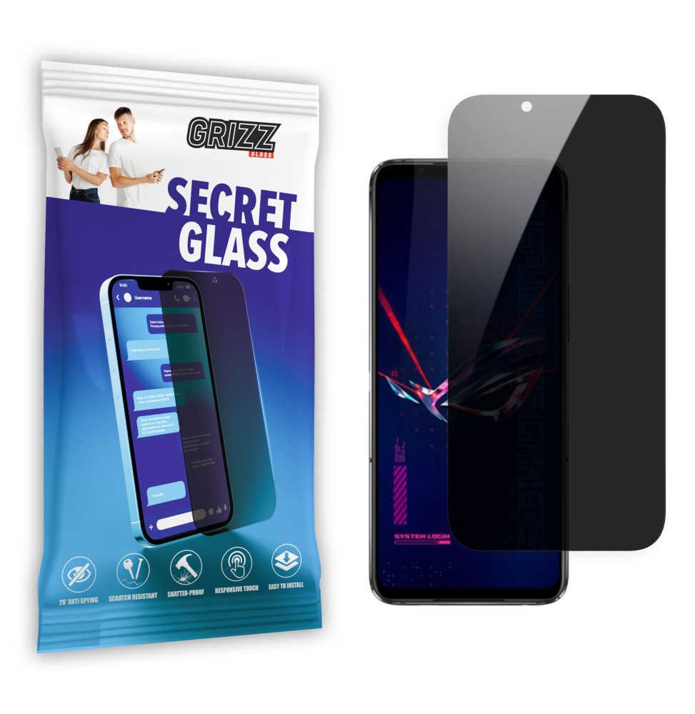 Sekretne szkło hybrydowe do Asus ROG Phone 6 prywatyzujące Grizz SecretGlass