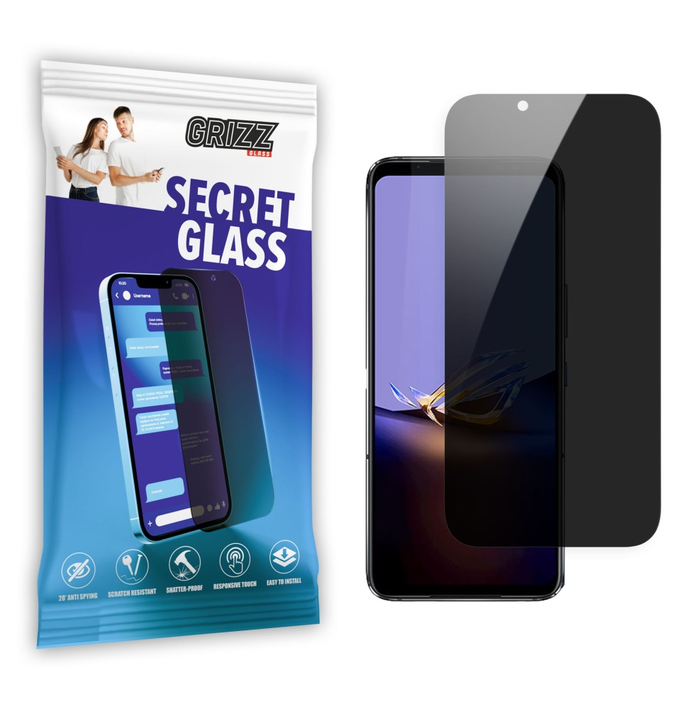 Sekretne szkło hybrydowe do Asus ROG Phone 6D Ultimate prywatyzujące Grizz SecretGlass