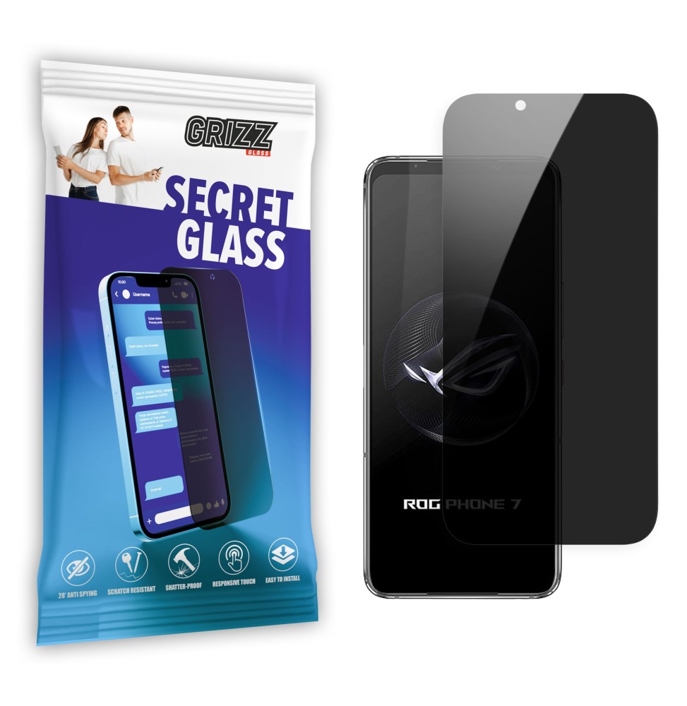 Sekretne szkło hybrydowe do Asus ROG Phone 7 prywatyzujące Grizz SecretGlass