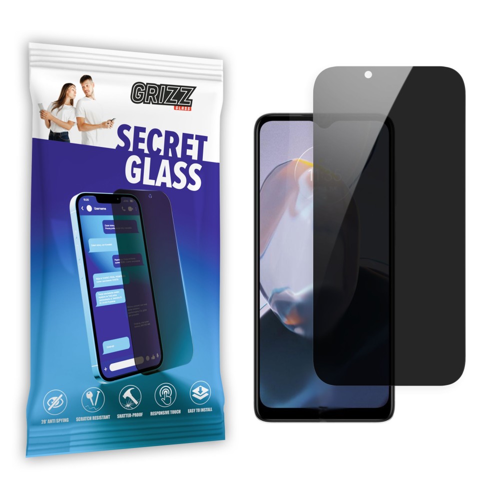 Sekretne szkło hybrydowe do Motorola Moto E22i prywatyzujące Grizz SecretGlass