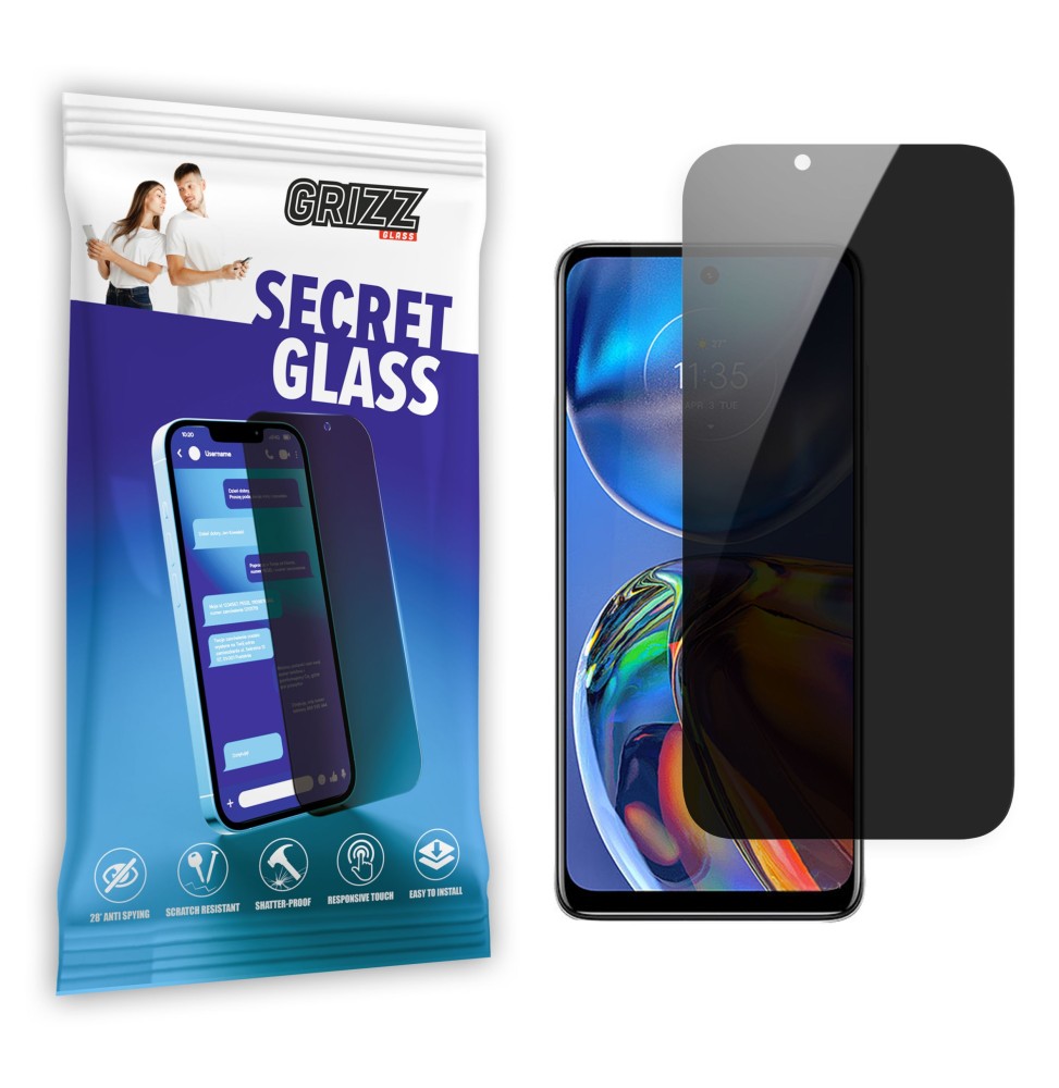 Sekretne szkło hybrydowe do Motorola Moto E32 prywatyzujące Grizz SecretGlass