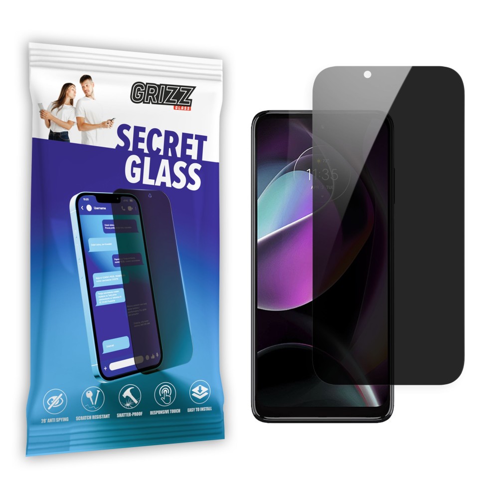 Sekretne szkło hybrydowe do Motorola Moto G (2022) prywatyzujące Grizz SecretGlass
