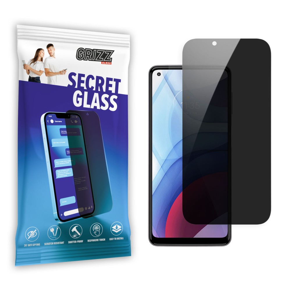 Sekretne szkło hybrydowe do Motorola Moto G Power 2021 prywatyzujące Grizz SecretGlass