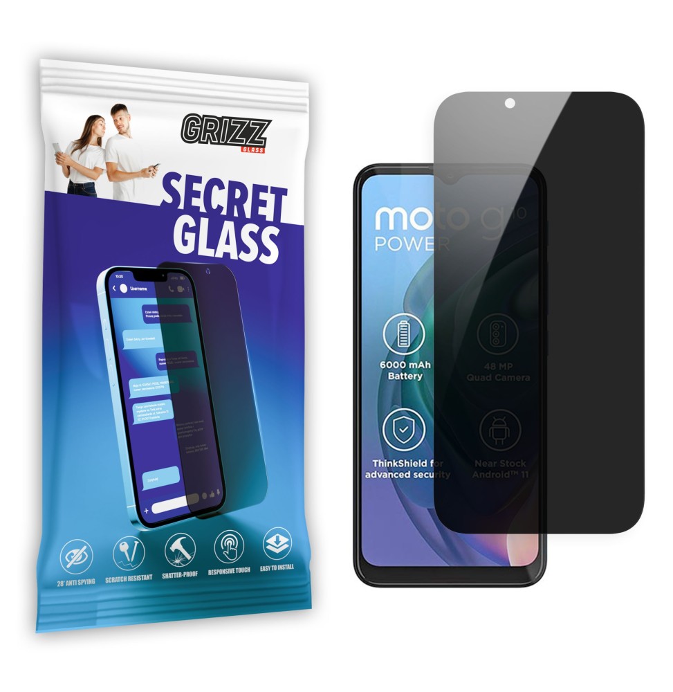 Sekretne szkło hybrydowe do Motorola Moto G10 Power prywatyzujące Grizz SecretGlass