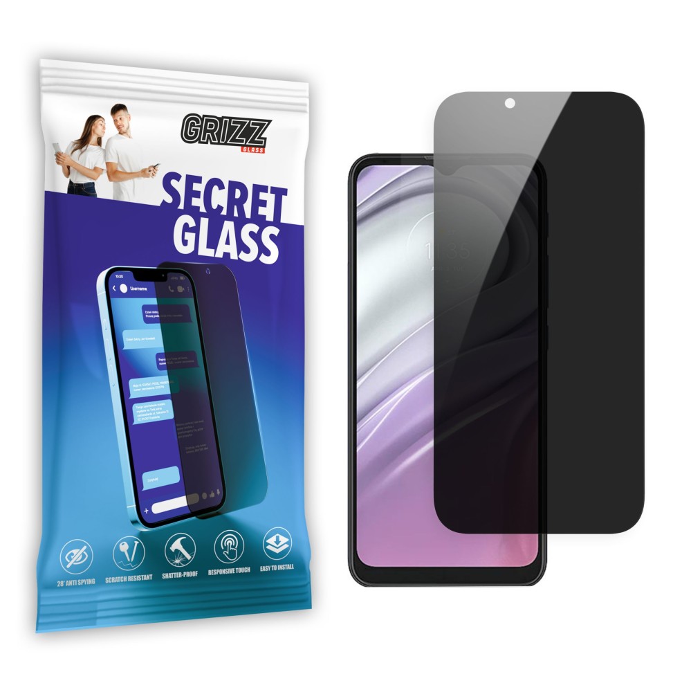 Sekretne szkło hybrydowe do Motorola Moto G20 5G prywatyzujące Grizz SecretGlass