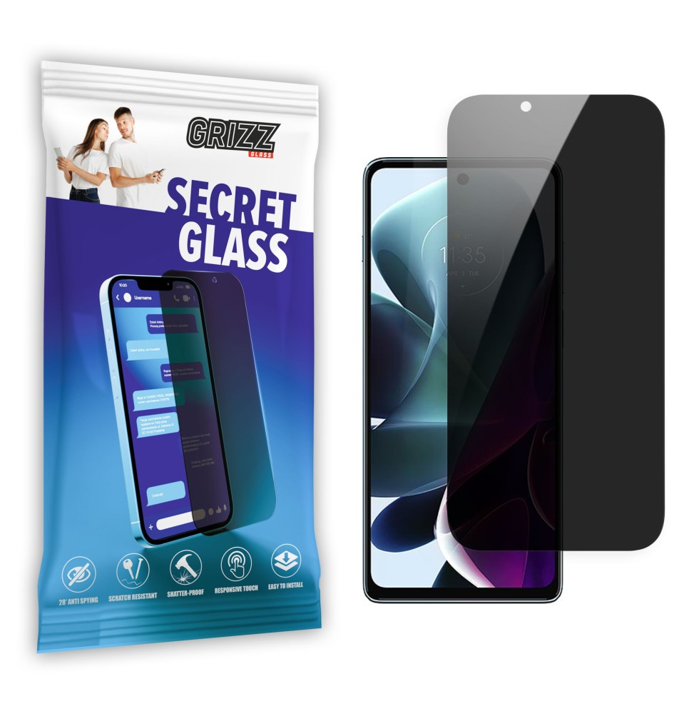 Sekretne szkło hybrydowe do Motorola Moto G200 5G prywatyzujące Grizz SecretGlass