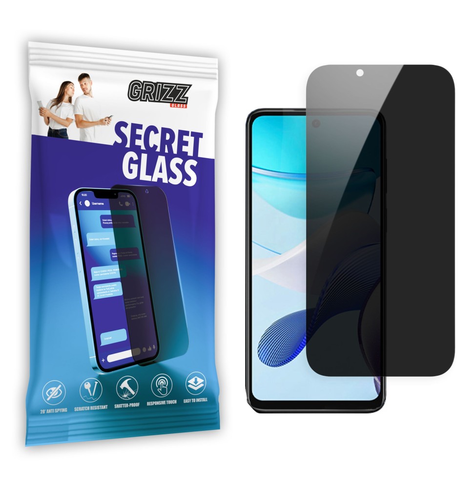 Sekretne szkło hybrydowe do Motorola Moto G53 prywatyzujące Grizz SecretGlass