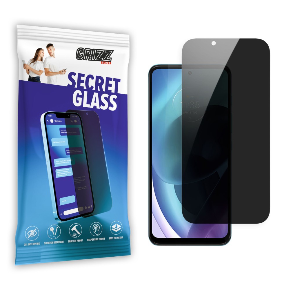 Sekretne szkło hybrydowe do Motorola Moto G71 prywatyzujące Grizz SecretGlass