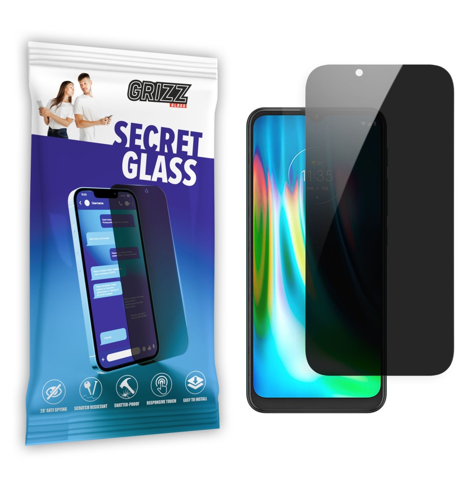 Sekretne szkło hybrydowe do Motorola Moto G9 prywatyzujące Grizz SecretGlass
