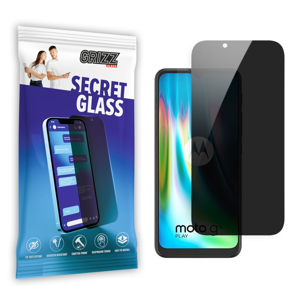 Sekretne szkło hybrydowe do Motorola Moto G9 Play prywatyzujące Grizz SecretGlass