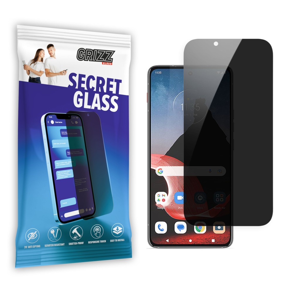 Sekretne szkło hybrydowe do Motorola ThinkPhone prywatyzujące Grizz SecretGlass