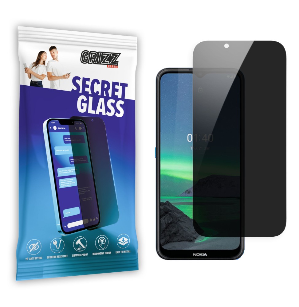 Sekretne szkło hybrydowe do Nokia 1.4 prywatyzujące Grizz SecretGlass