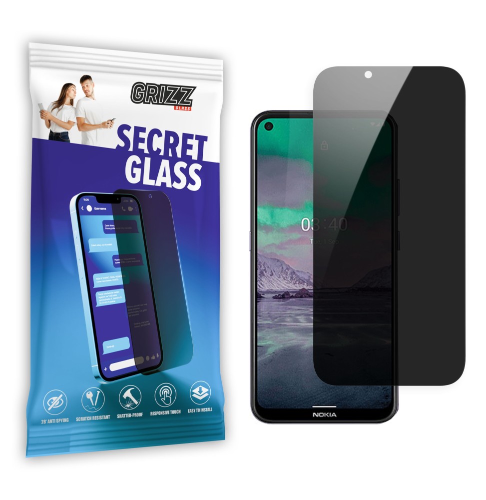 Sekretne szkło hybrydowe do Nokia 3.4 prywatyzujące Grizz SecretGlass